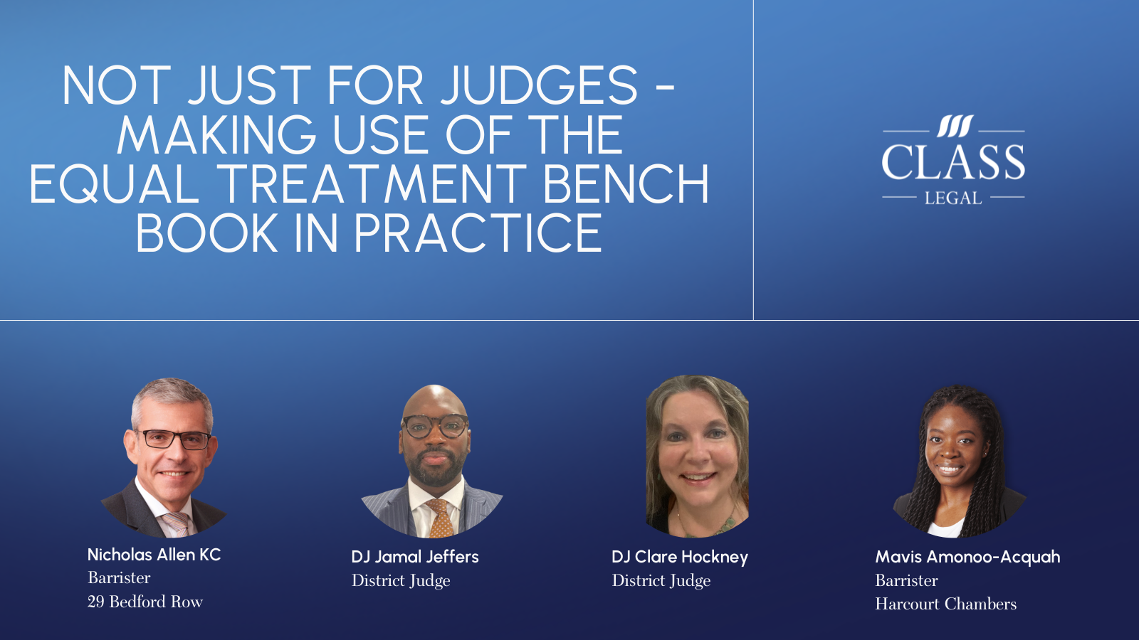 Watch - 'Not just for judges - making use of the Equal Treatment Bench Book in practice'