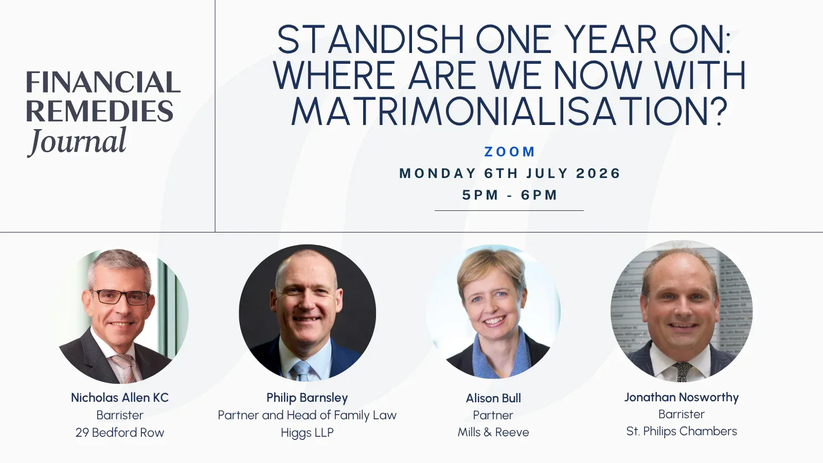 Free Webinar | Standish one year on: where are we now with matrimonialisation?